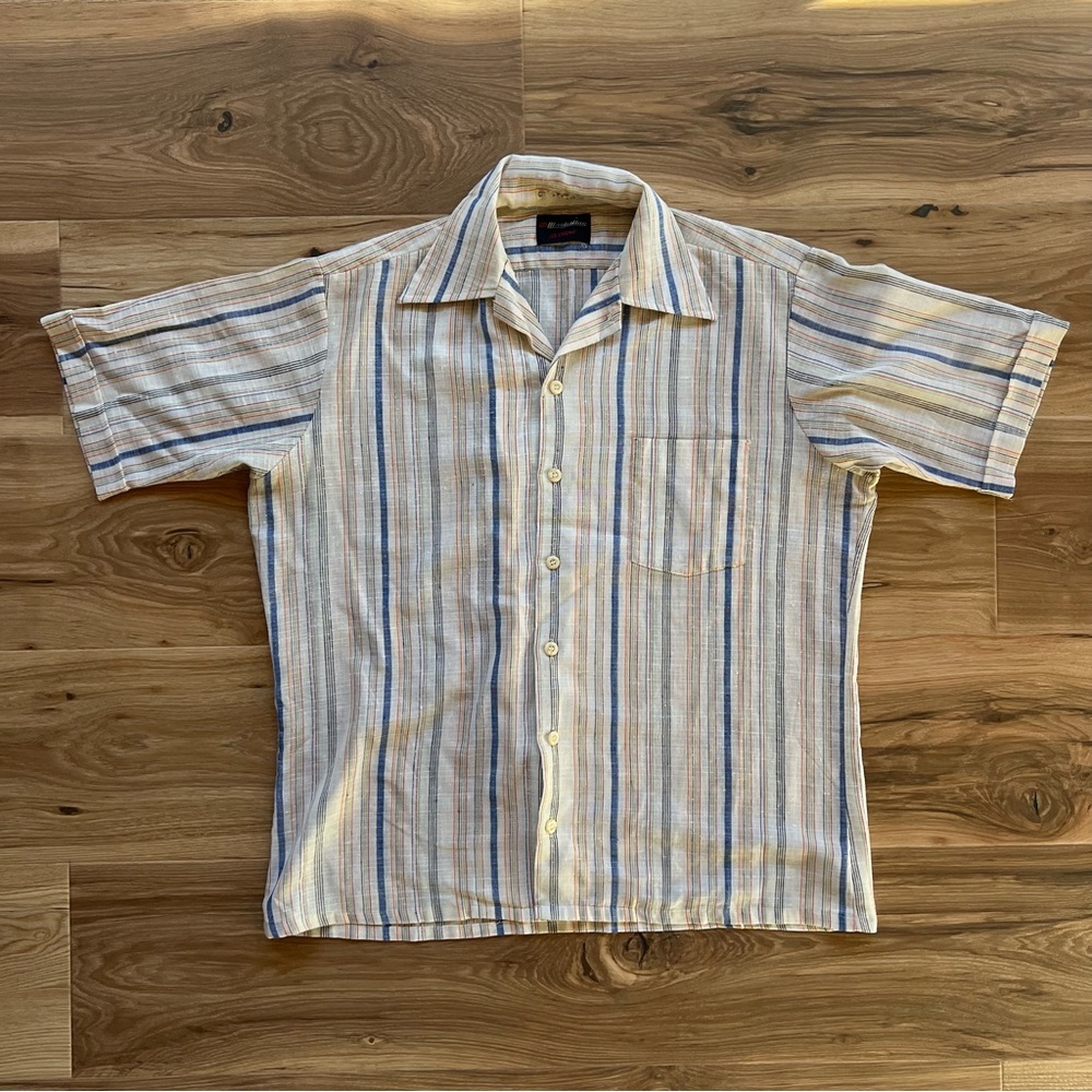 Manhattan At Ease Multicolor XL Short Sleeve Button Up Shirt